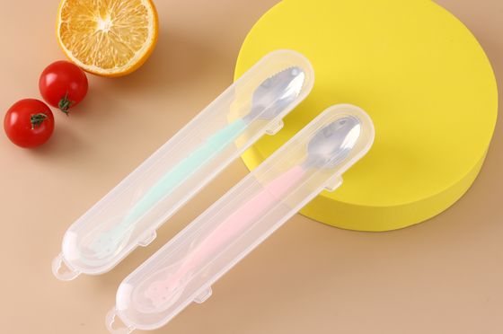 good price wholesale Cartoon Design Printing Handle Baby Kids Spoon And Fork Set Stainless Steel silicon handle cute flatware set online