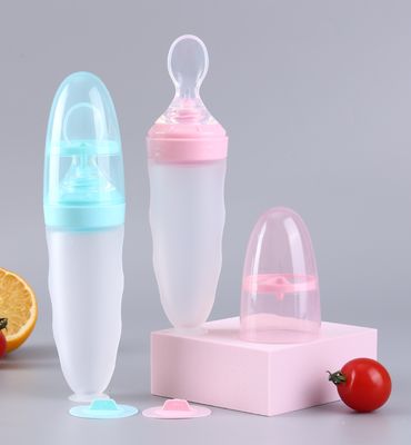 good price Feeding Bottle Squeeze Feeding Spoon Silicone Bottle for Babies Hot Sell Silicone with Spoon Anti Choking Baby online