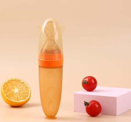 good price Food Grade Liquid Silicone 2 In 1 Spoon Feeder Rice Cereal Bottle Baby Squeeze Feeding Bottle online